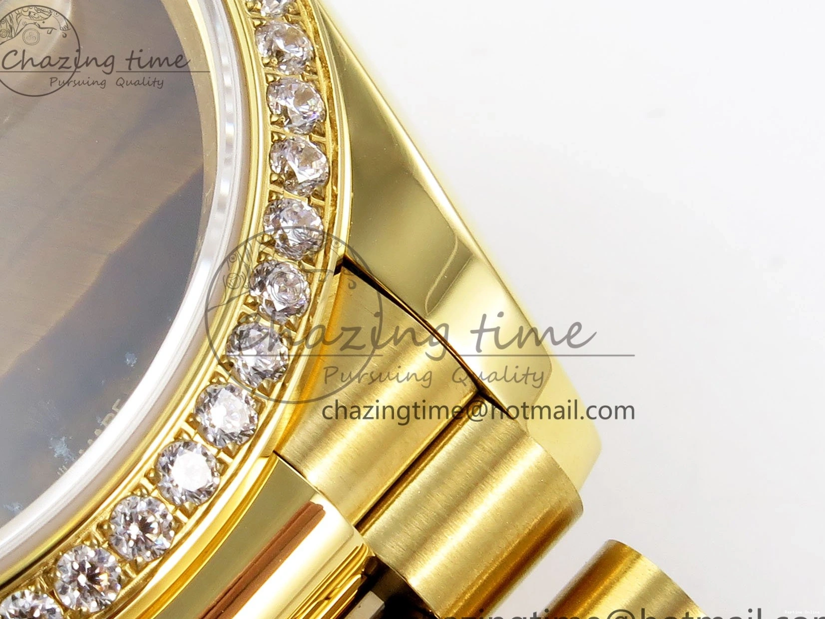 0420 WaterResistant Day Date 36 YG RAF 1:1 Best Edition Brown Oman Dial Diamonds Bezel on YG Bracelet A 1518